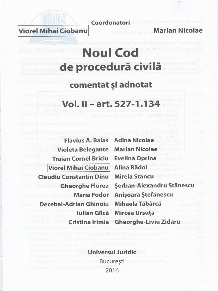 Noul Cod De Procedura Civila Comentat Vol 2 Art 527 1134