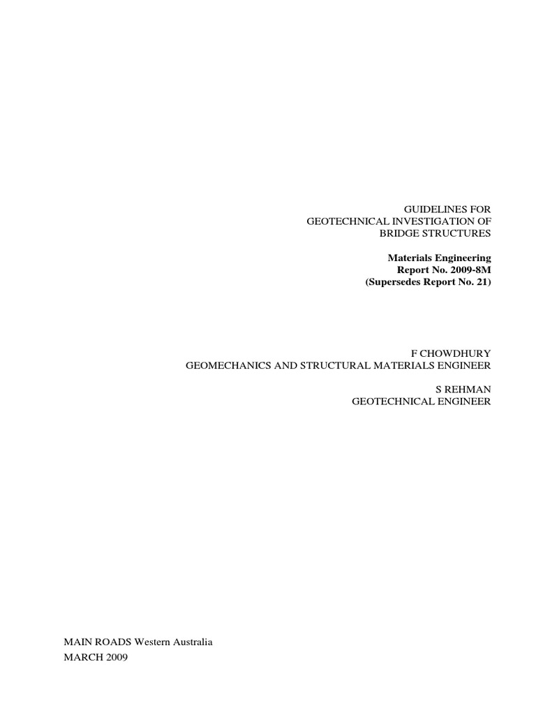 Geotechnical Guidelines for Bridge Investigations | PDF | Geotechnical ...