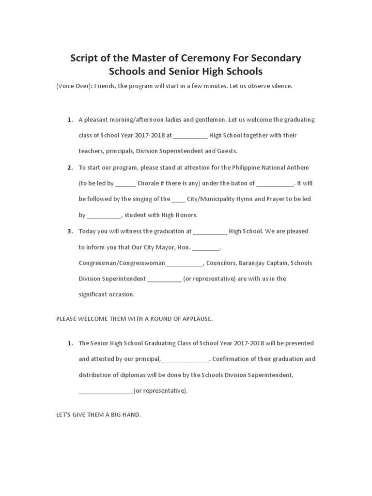 Graduation Ceremony MC Script | PDF | Behavior Modification