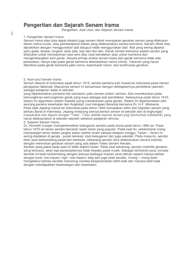 Pengertian Dan Sejarah Senam Irama