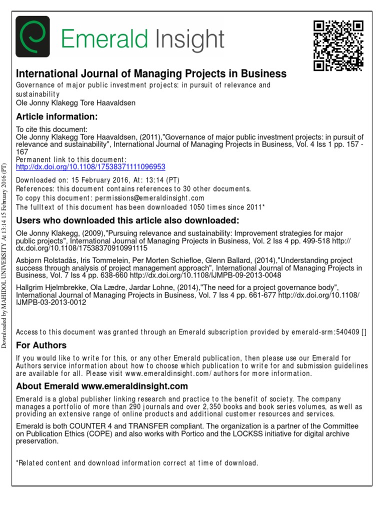 Governance of Major Public PDF | PDF | Governance | Project Management