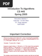 Introduction To Algorithms CS 445 Spring 2005