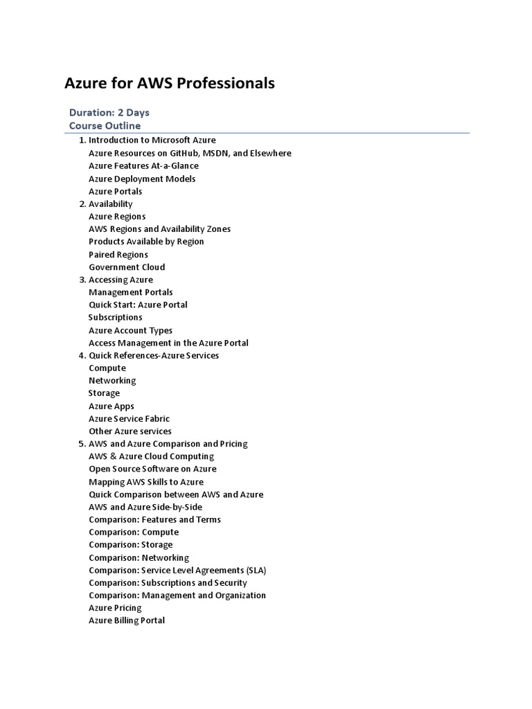 Azure For AWS Professionals | PDF