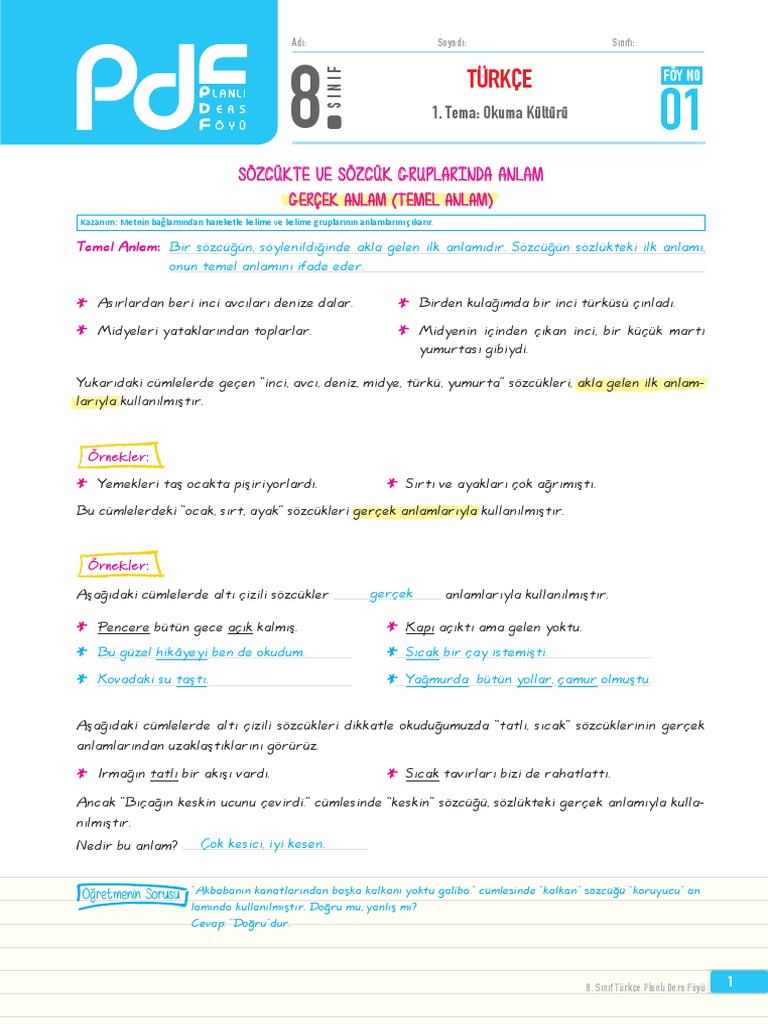 8 Sinif Turkce Pdf Pdf