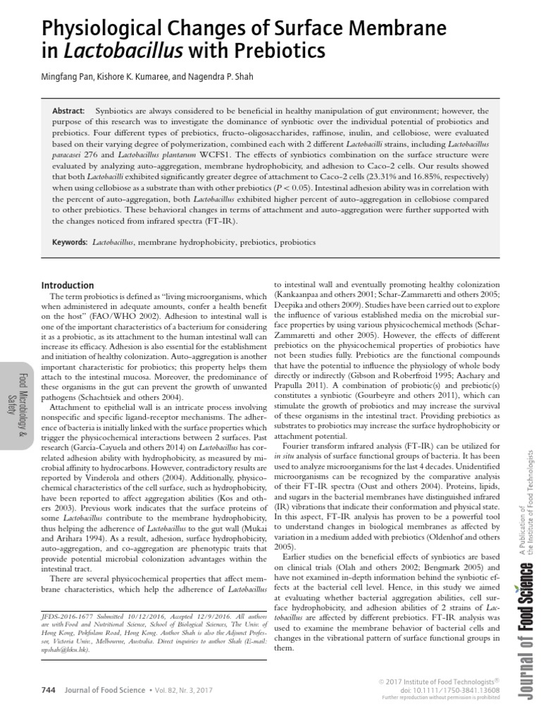 Lactobacillus Adhesion with Prebiotics | PDF | Probiotic | Correlation ...