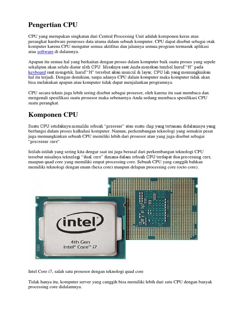 Pengertian dan Fungsi CPU dalam Komputer | PDF
