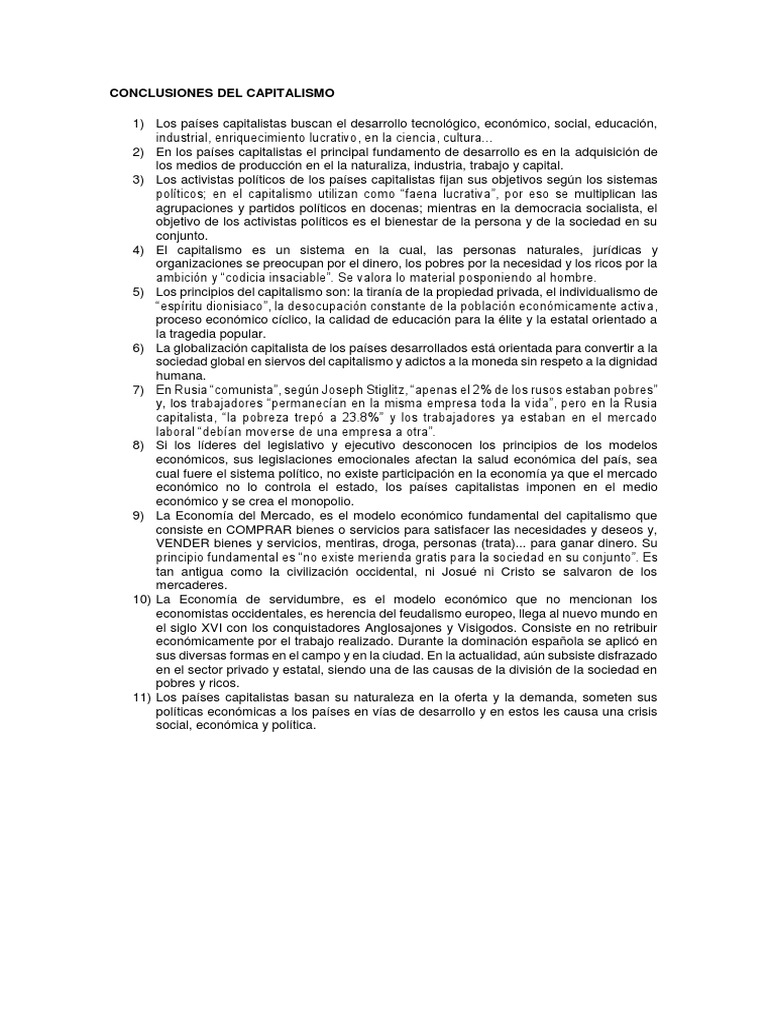 Conclusiones sobre el capitalismo | PDF | Capitalismo | Pobreza