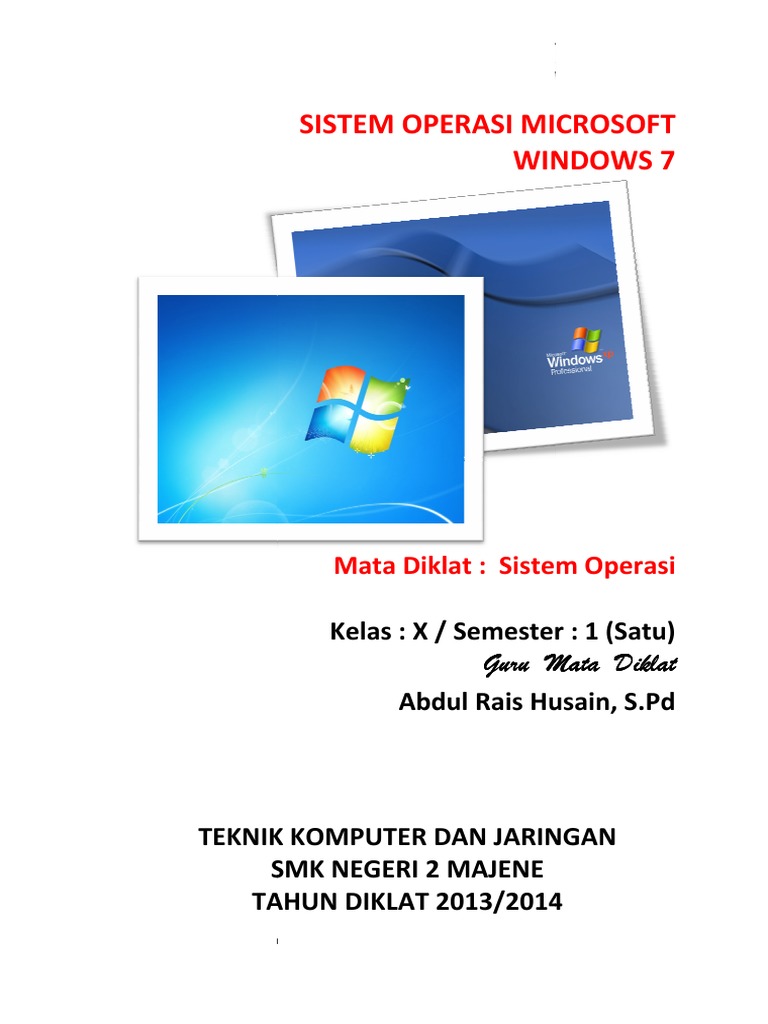Tutorial Instalasi Windows 7 SMK Majene | PDF