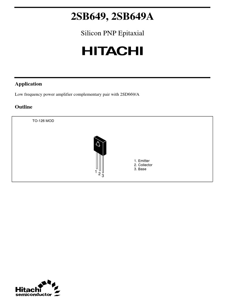 Transistor Hitachi 2SB649C - Nouveau Stock Ancien (NOS), 1 Pièce, Référence C7AU38F230125