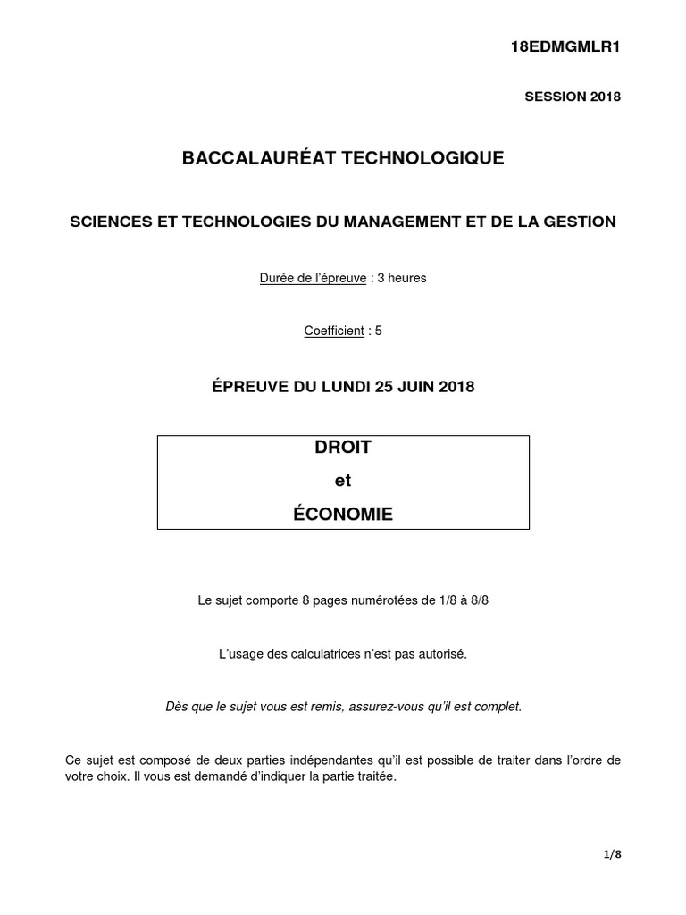 Sujet De Rattrapage Eco Droit Bac Stmg 2017 sujet economie droit stmg