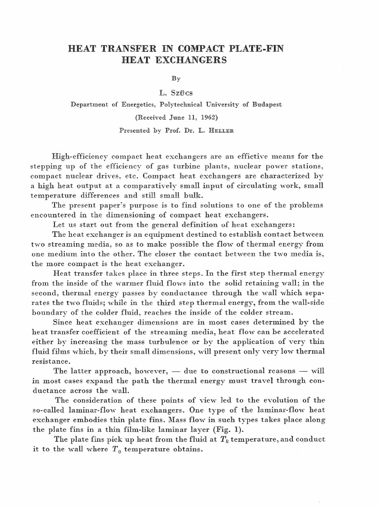 Heat Transfer in Compact Plate-Fin Heat Exchanger | PDF | Heat ...