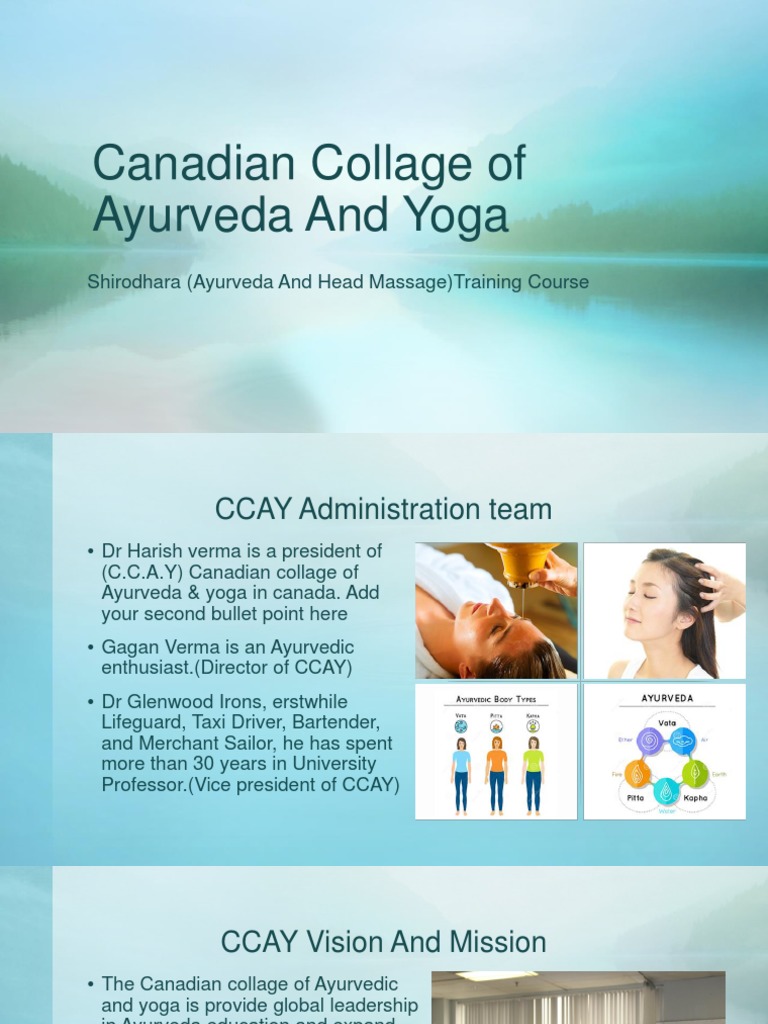 Canadian Collage of Ayurveda and Yoga PDF Ayurveda Massage