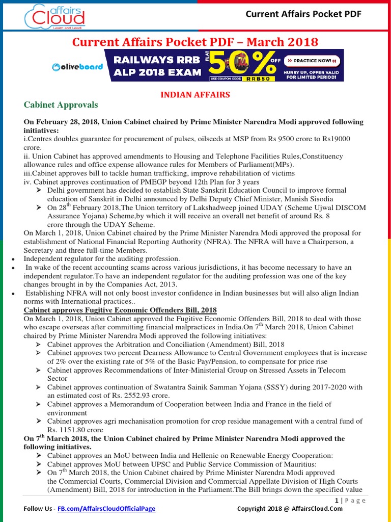 Current Affairs Pocket Pdf March 2018 By Affairscloud Pdf