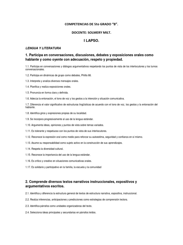 Competencias Matemáticas Quinto Grado | PDF | Número natural | Fracción ...