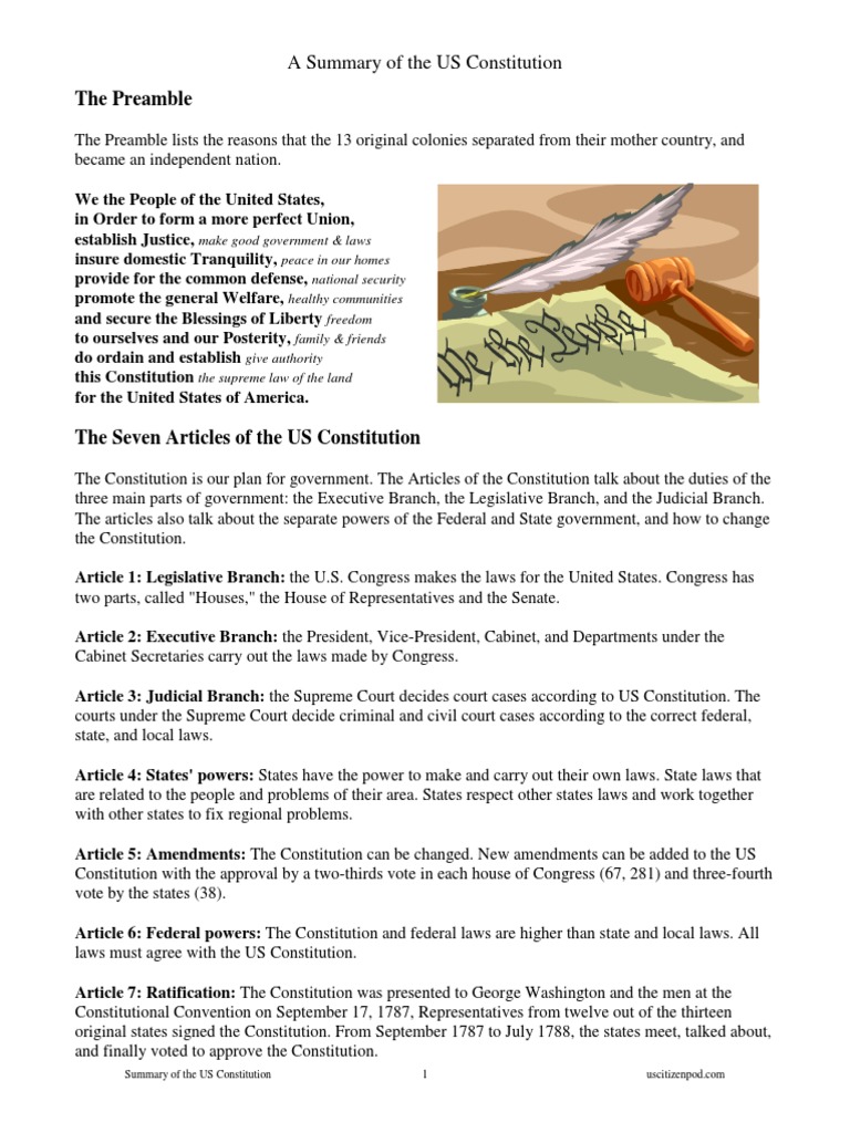summary of the us constitutionpdf united states constitution us