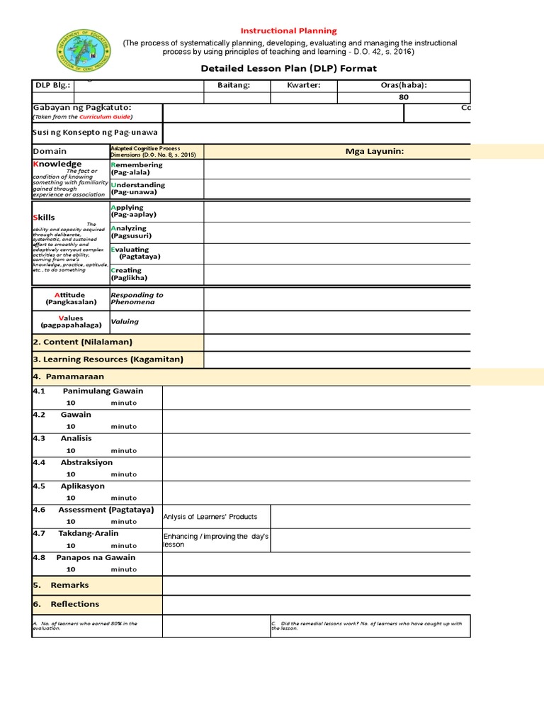 DLP Format New Filipino | PDF | Learning | Teachers