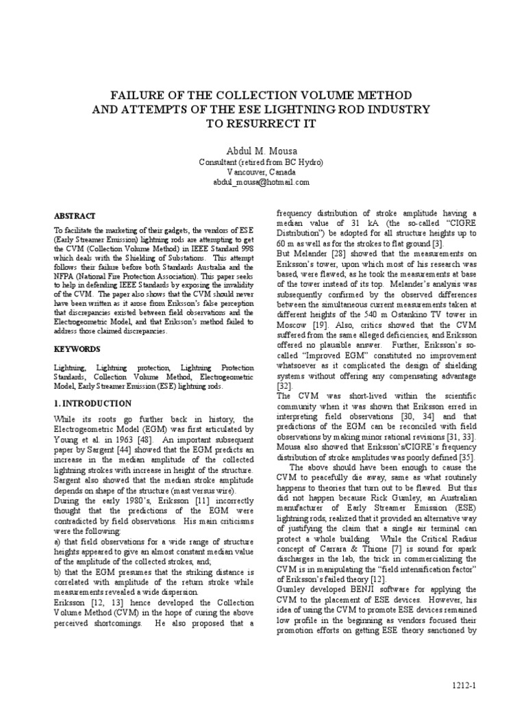 Critique of Collection Volume Method | PDF | Lightning | Electric Power ...