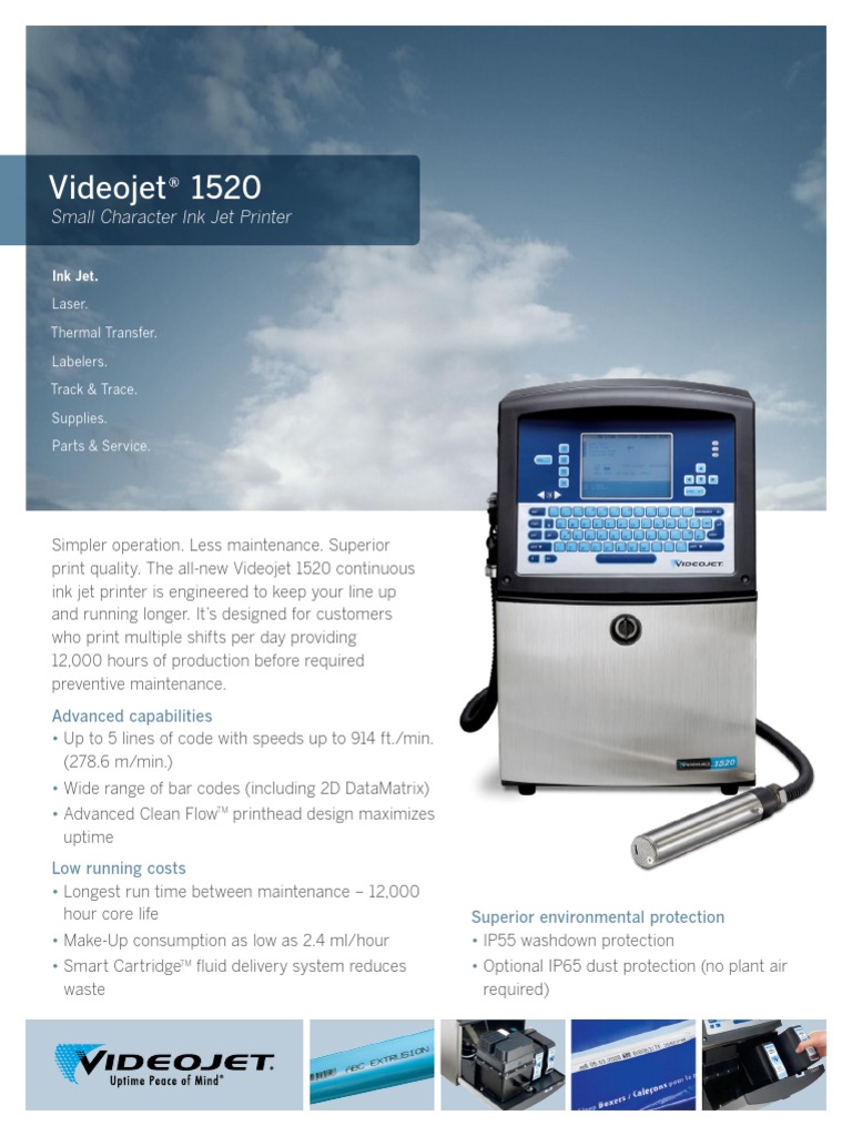 Videojet 1520 Product Spec PDF Printer Office Equipment