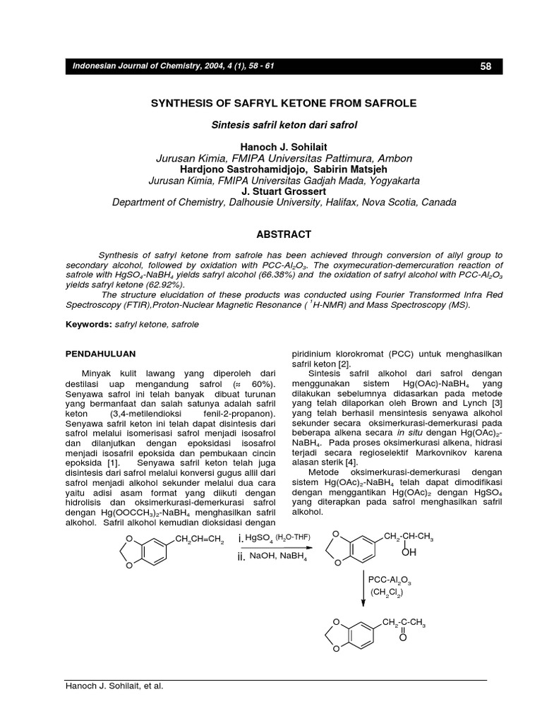 Sintesis Safryl Keton dari Safrole | PDF