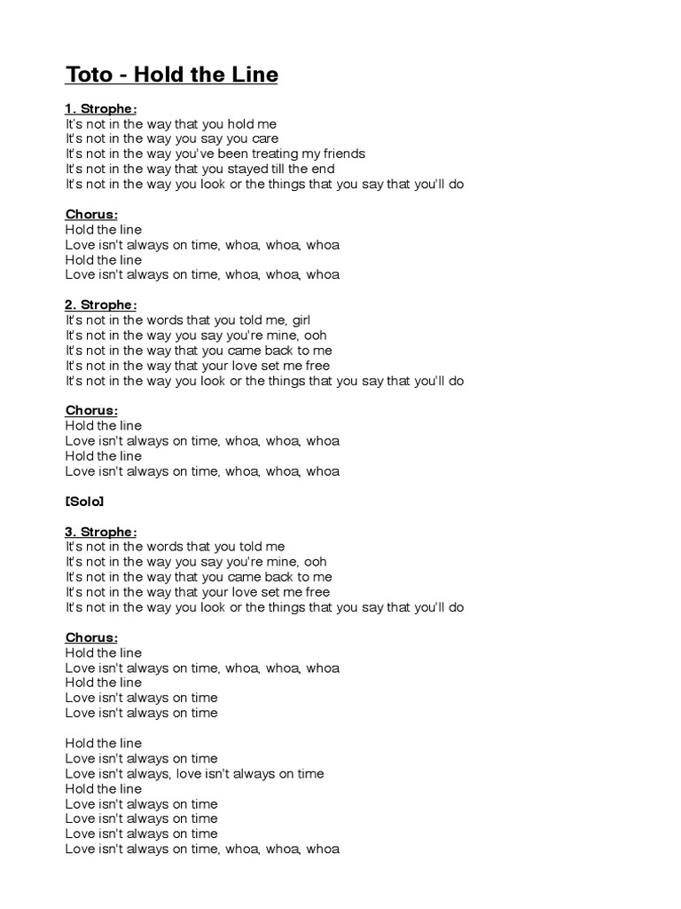 Hold The Line Lyrics