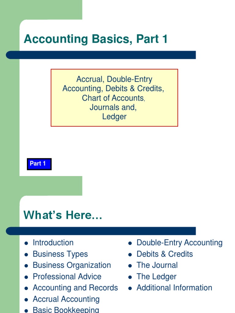 Accounting Basics, Part 1: Accrual, Double-Entry, Debits & Credits ...