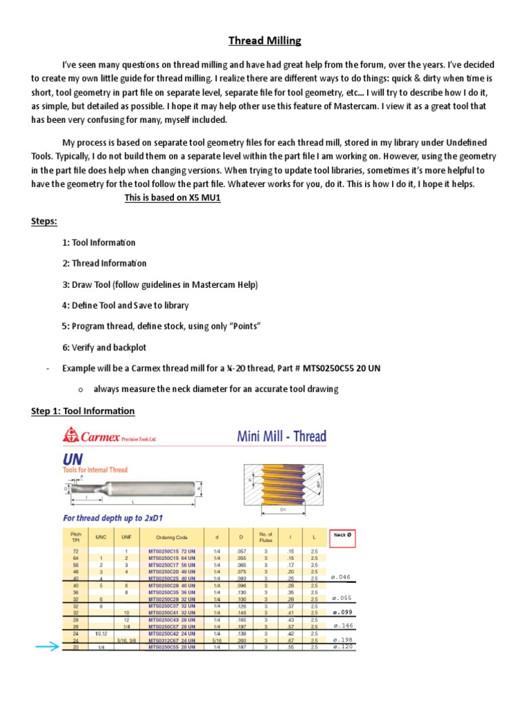 Thread Milling Tutorial PDF Machine Tool Diameter