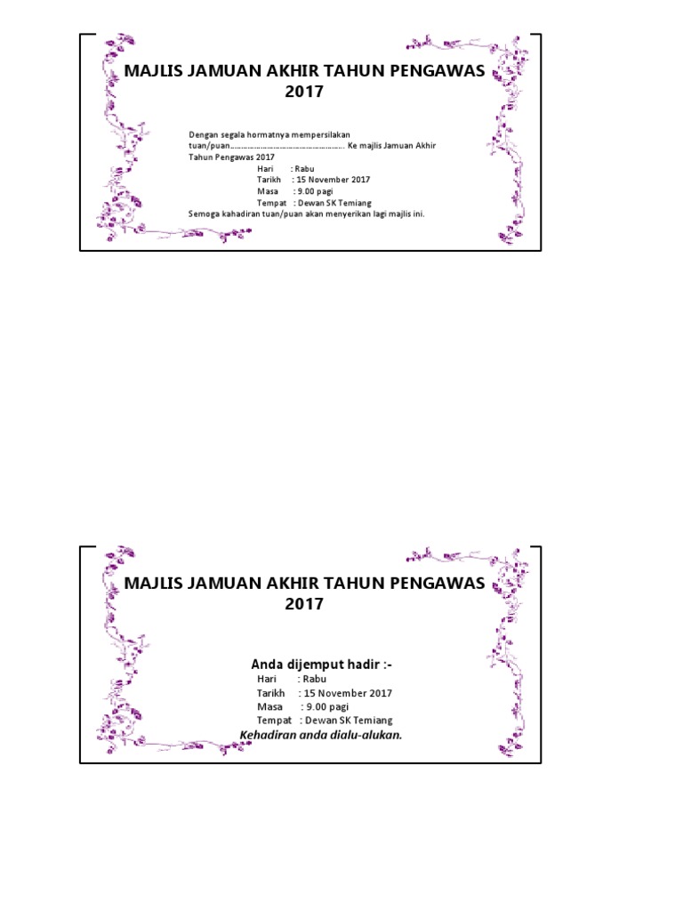 Contoh Kad Jemputan Persaraan Pdf