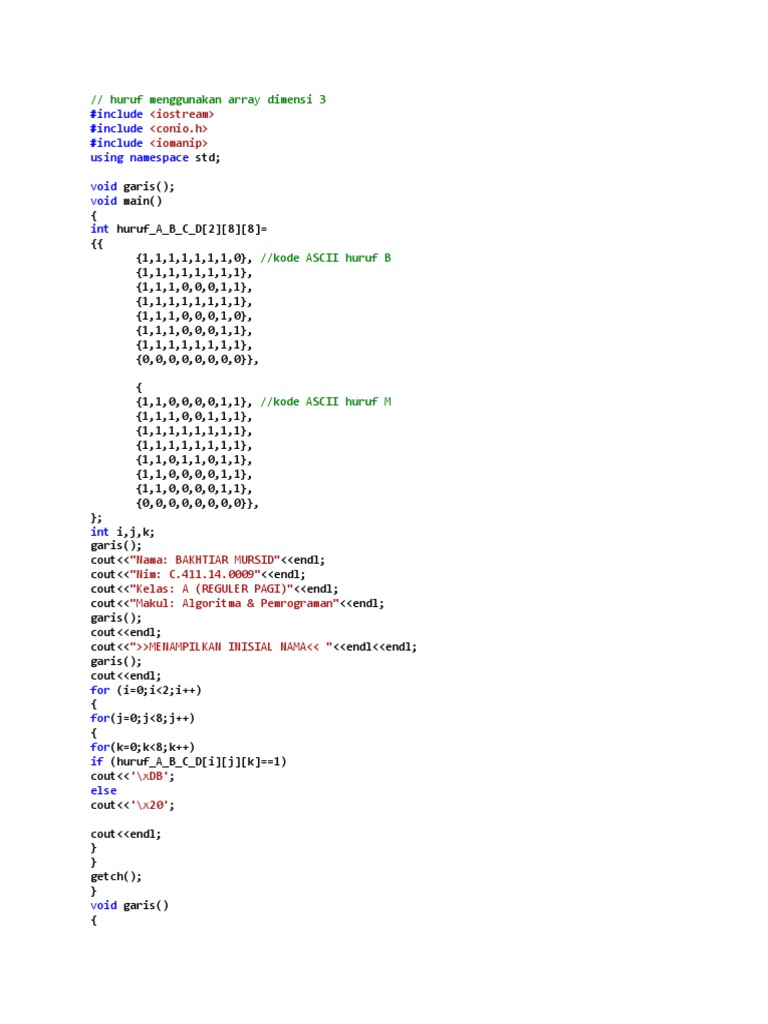 3D Array ASCII Characters Display | PDF