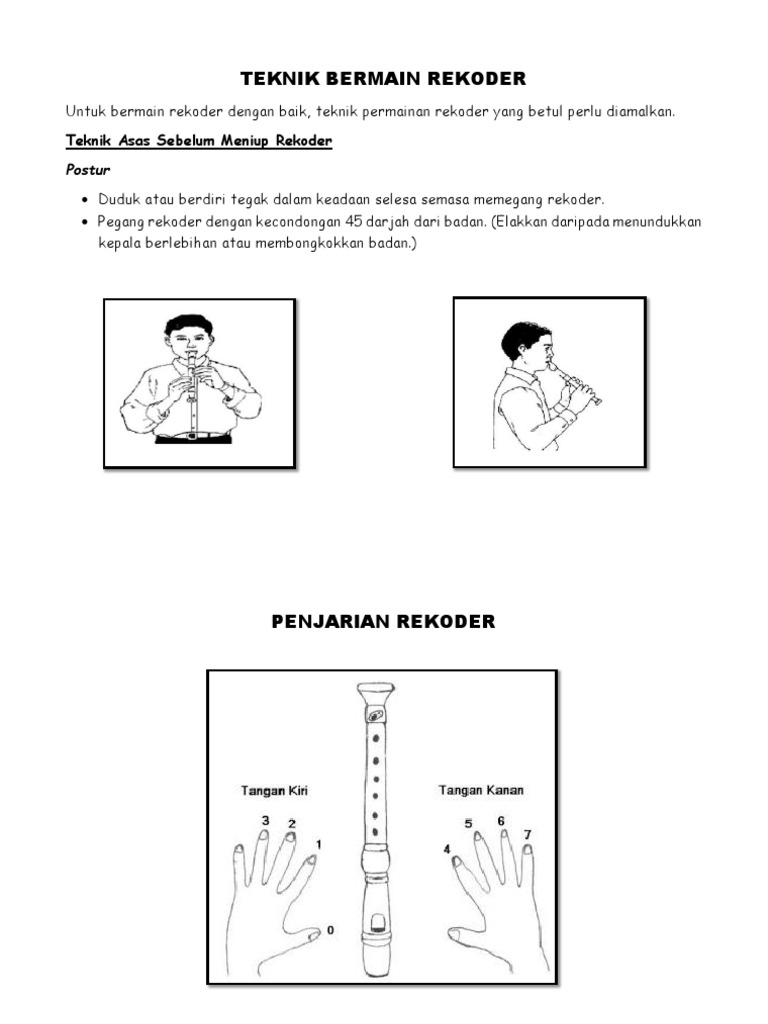 Teknik Asas Bermain Rekoder Tahun 5 | PDF