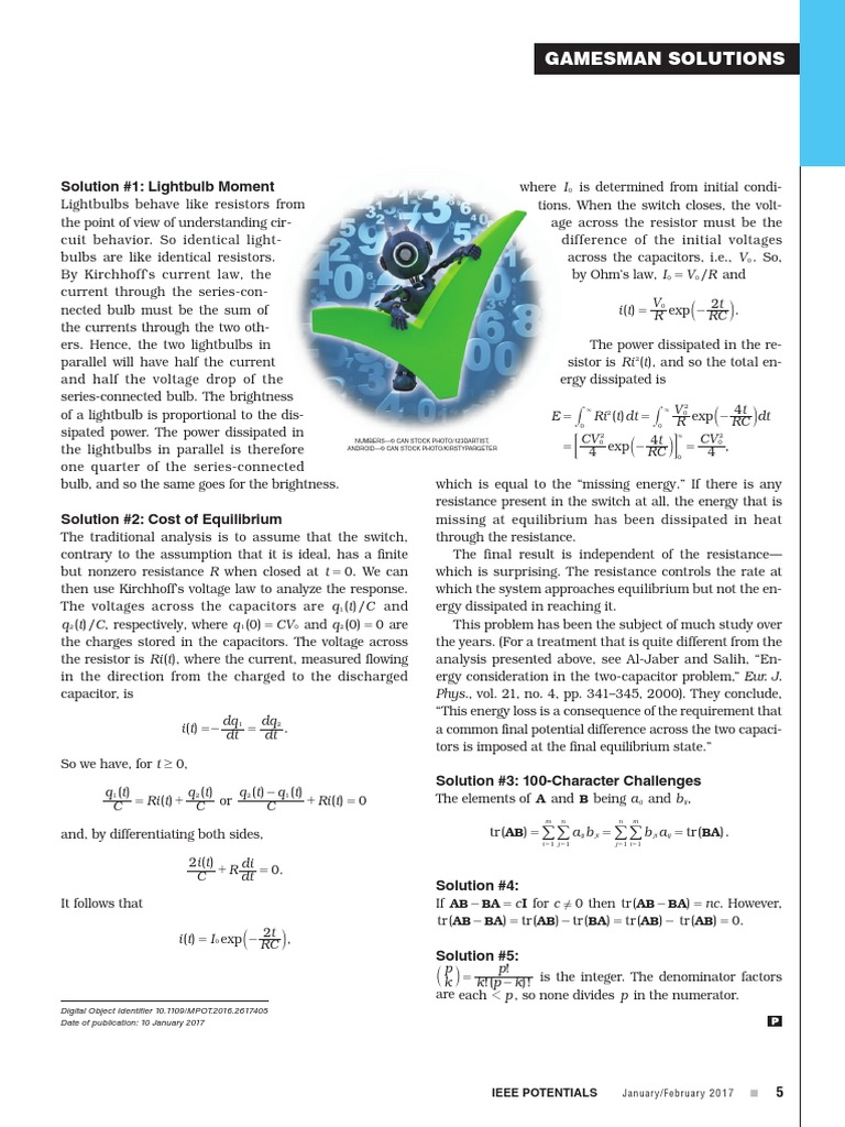 Solution 1 Lightbulb Moment Gamesman Solutions Series And Parallel Circuits Electrical Resistance And Conductance