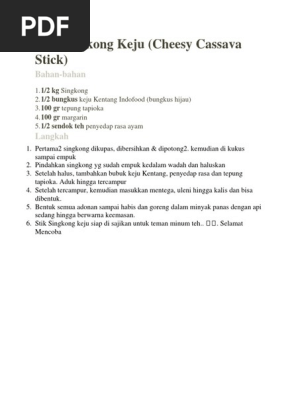 Stik Singkong Keju