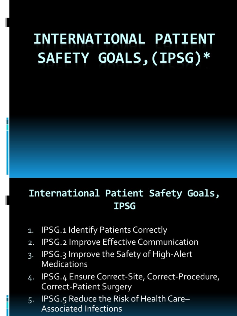 Enam Tujuan Keselamatan Pasien IPSG | PDF