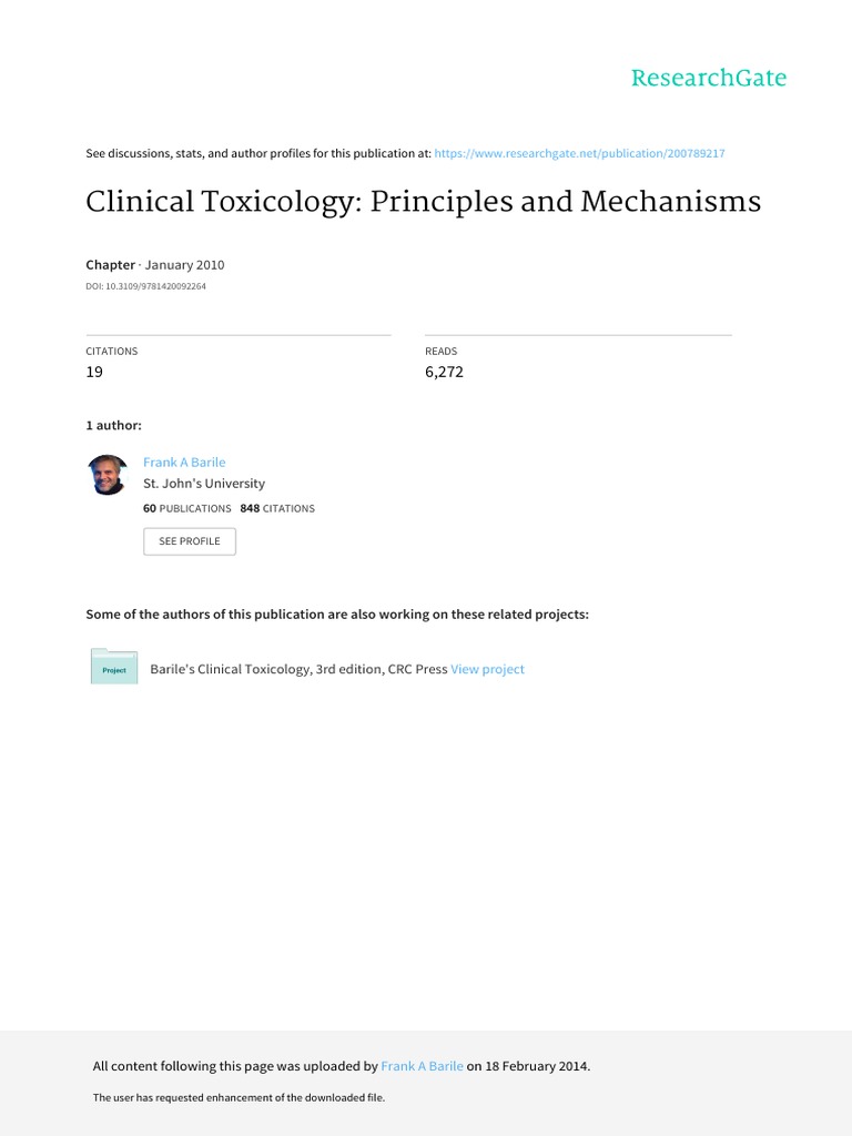 Clinical Toxicology Principles and Mechanisms | PDF | Toxicology ...