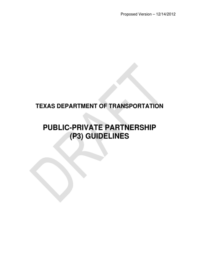 PublicPrivate Partnership (P3) Guidelines Texas Department of
