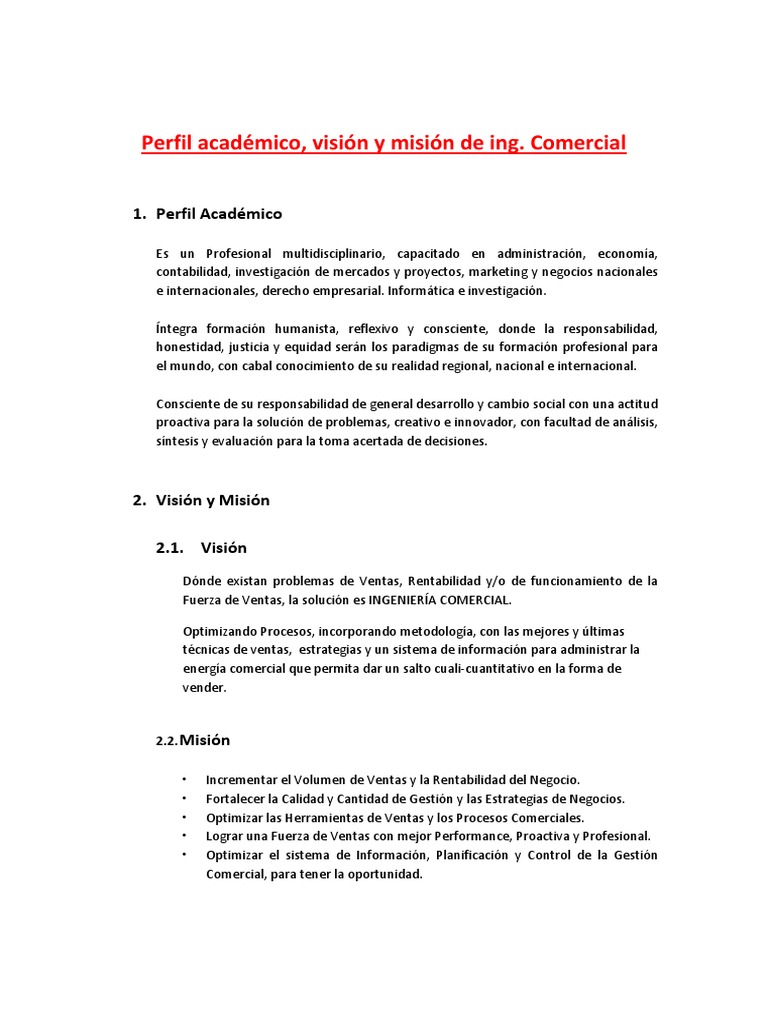 Perfil Académico de Ingeniería Comercial | PDF