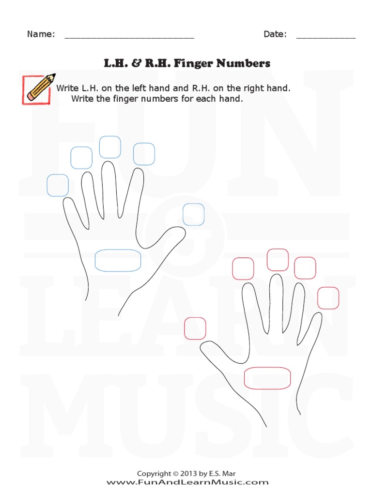 L.H. & R.H. Finger Numbers: Name: - Date | PDF | Language Arts ...