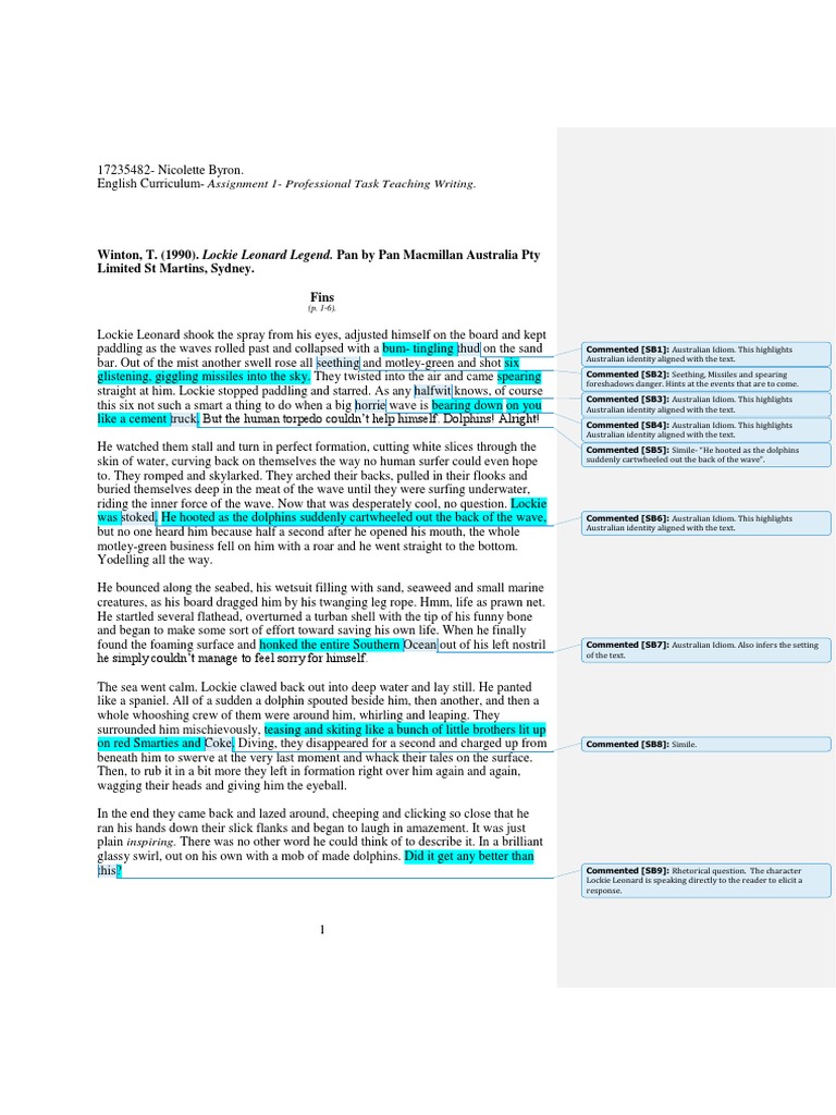 Lockie leonard essay picture