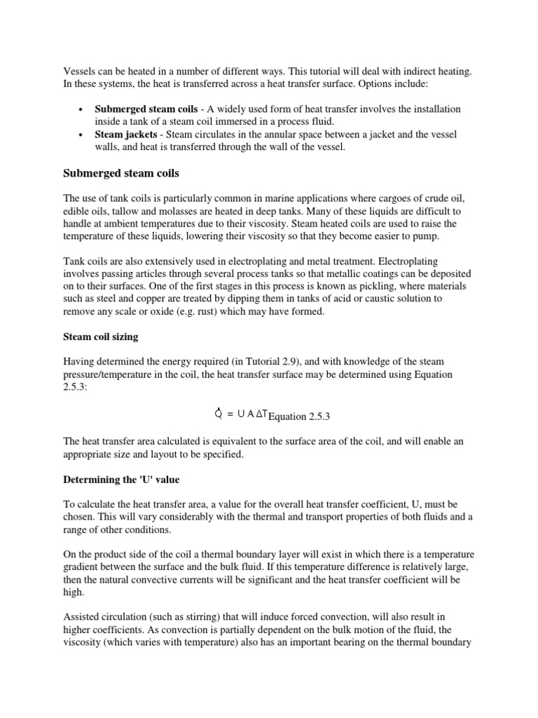 Submerged Steam Coils | PDF | Heat Transfer | Enthalpy