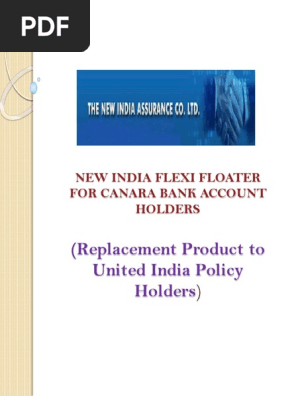 New India Flexi Floater For Canara Exisitng Policy Holderrs 2017 Insurance Hospital