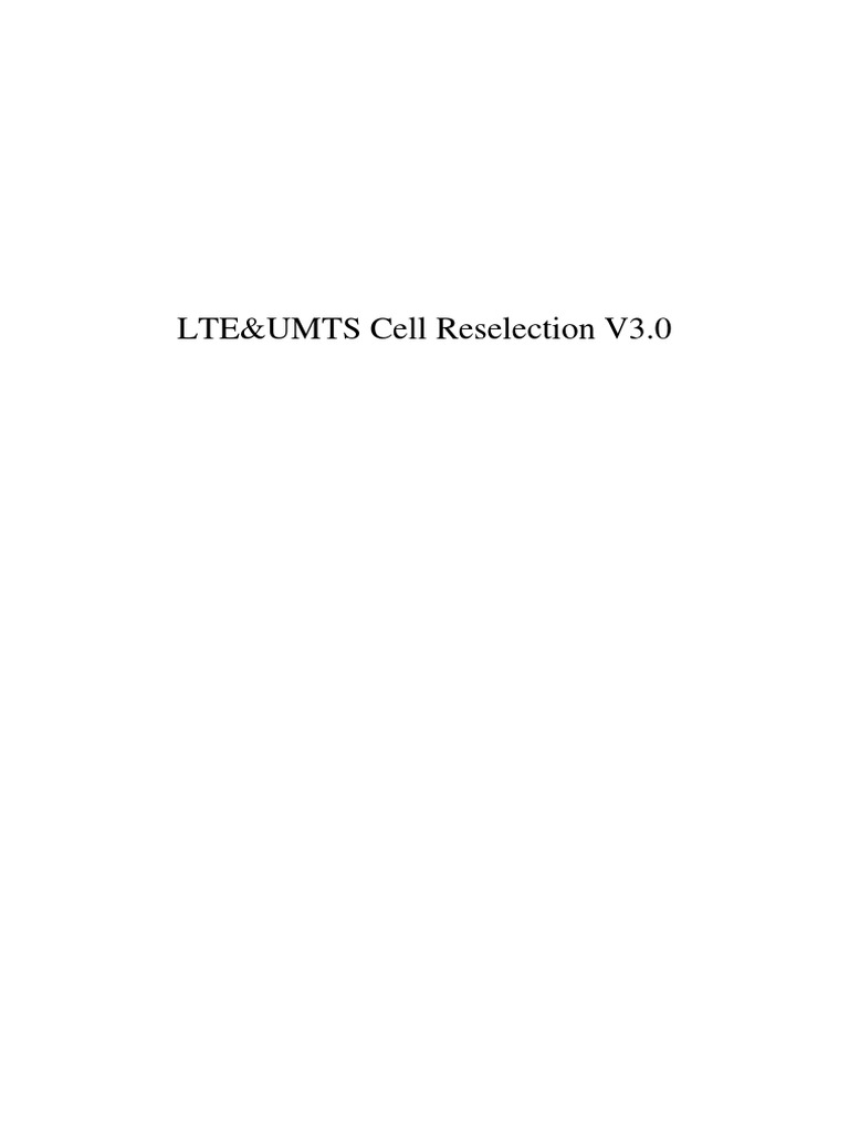 LTE and UMTS Cell Reselection Guide | PDF | Lte (Telecommunication ...