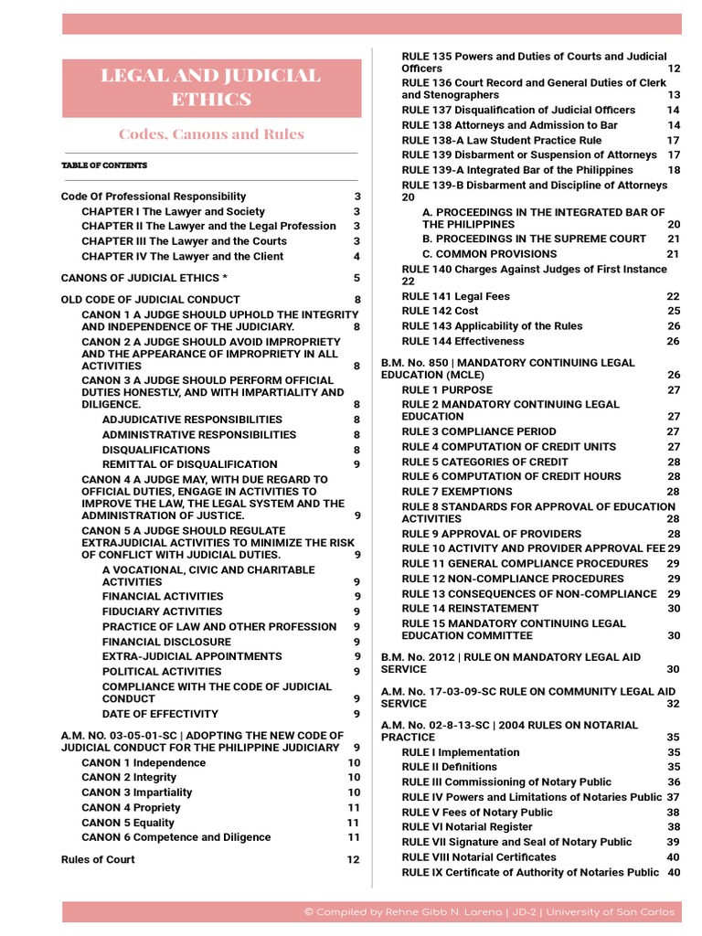 Legal and Judicial Ethics Codes, Canons and Rules PDF Lawyer