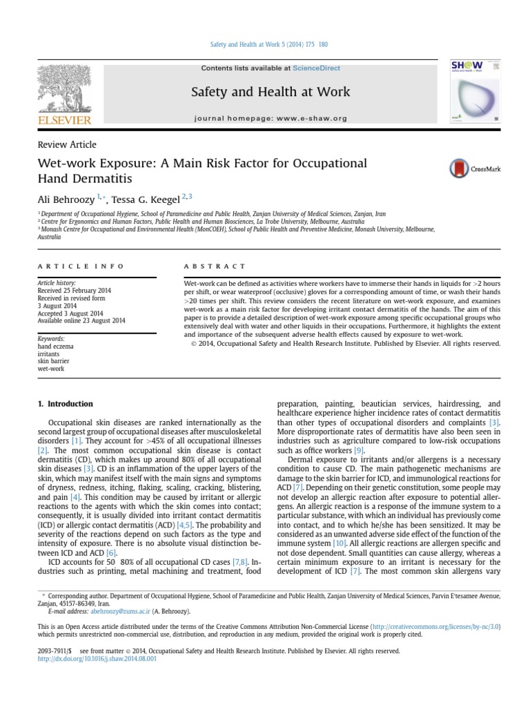 Wet-work Exposure and Hand Dermatitis | PDF | Dermatitis | Allergy