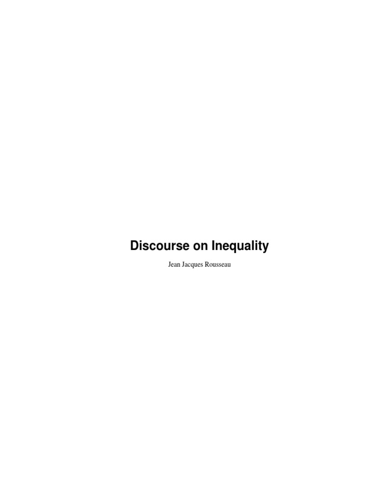Discourse On Inequality Jean Jacques Rousseau PDF Natural Law Reason