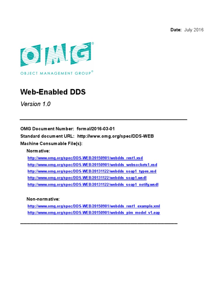 Web Enabled DDS | PDF | Object Management Group | Soap