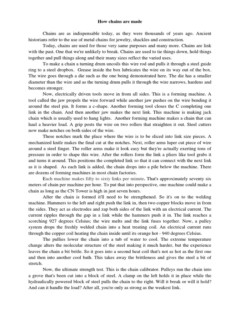 How Chains Are Made Ach Machine Makes Fifty To Sixty Links Per Minute