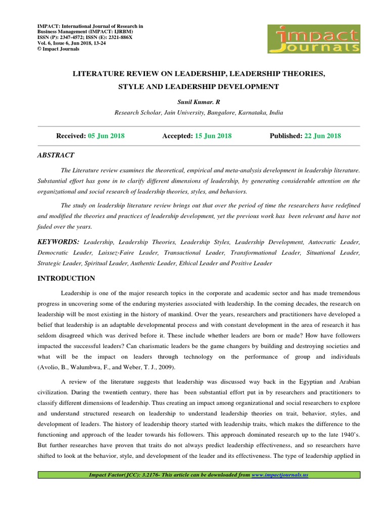 Literature review on leadership theories salatiga image