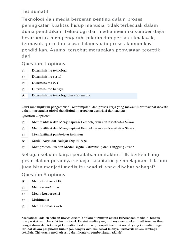 Tes Sumatif Kb 1 Modul 1 Guru Paud