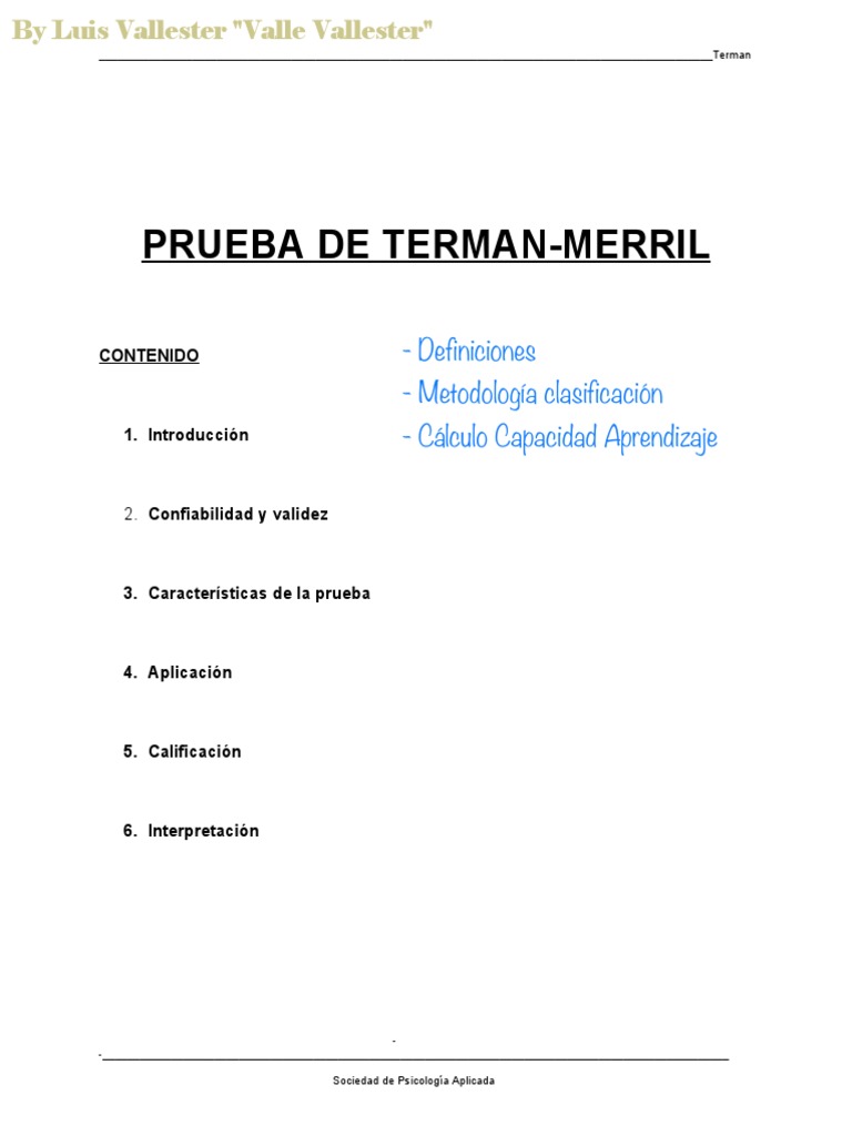 Prueba Terman | PDF | Cociente de inteligencia | Validez (Estadísticas)