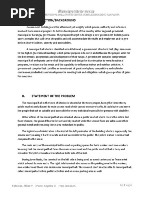 MUNICIPAL HALL Feasibility Study Book