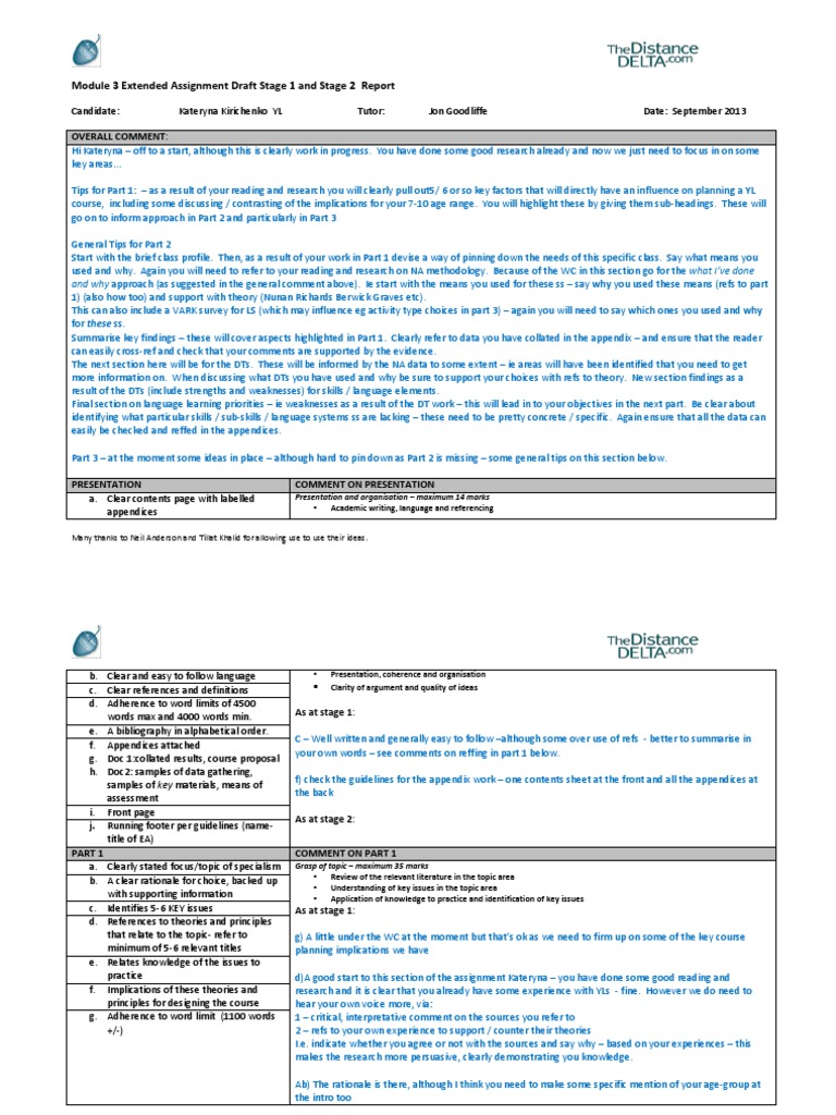 Module 3 Extended Assignment Draft Stage 1 and Stage 2 Report | PDF ...